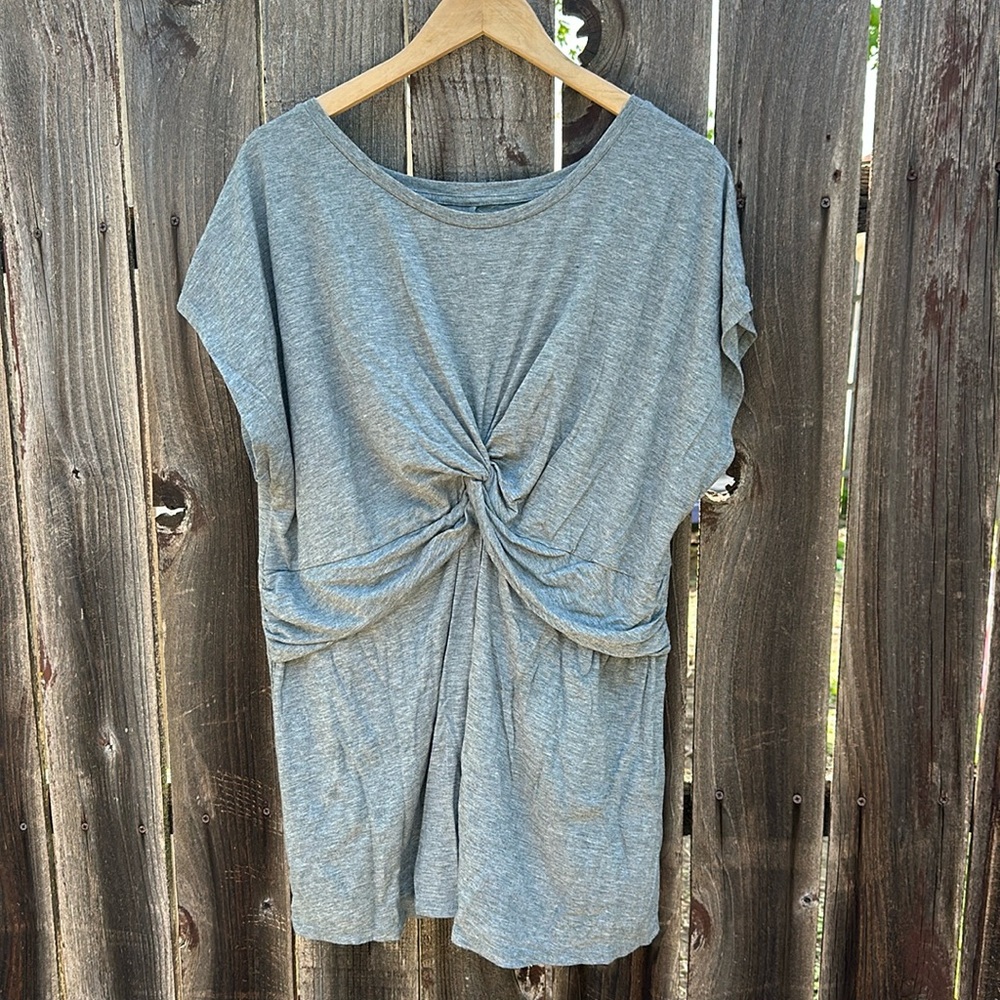 Isabel Maternity Top. XXL Heather Gray twist waist slight dolman sleeved